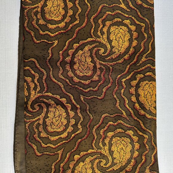 Anne Klein for Vera Silk Scarf NWOT Gold Paisley 11x50 Vintage - Picture 7 of 7